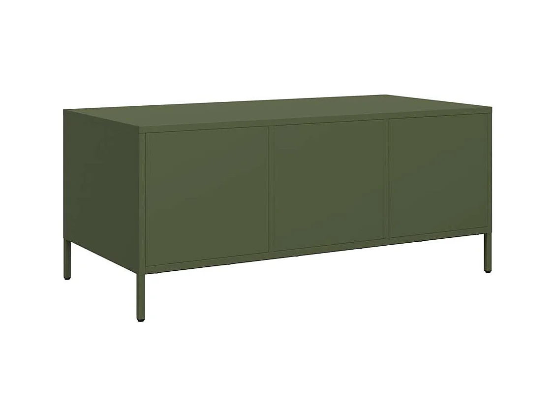 Table basse vert olive 101,5x50x43,5 cm acier laminé à froid