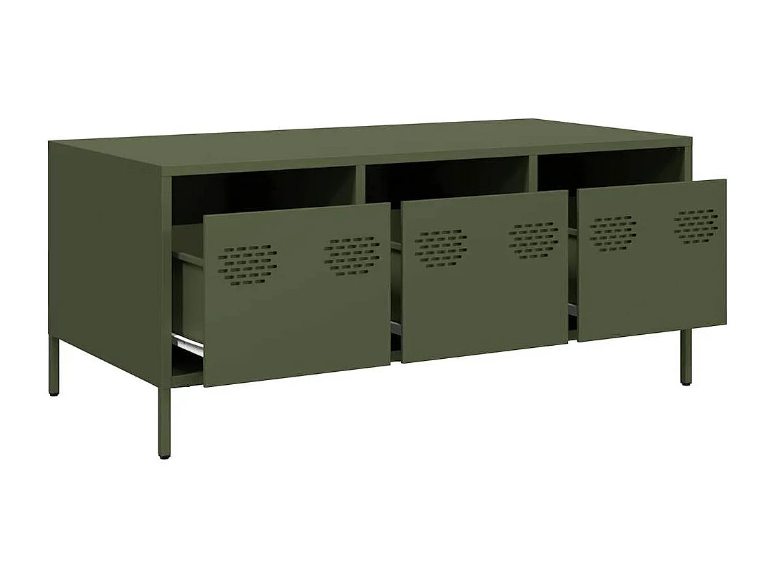 Table basse vert olive 101,5x50x43,5 cm acier laminé à froid