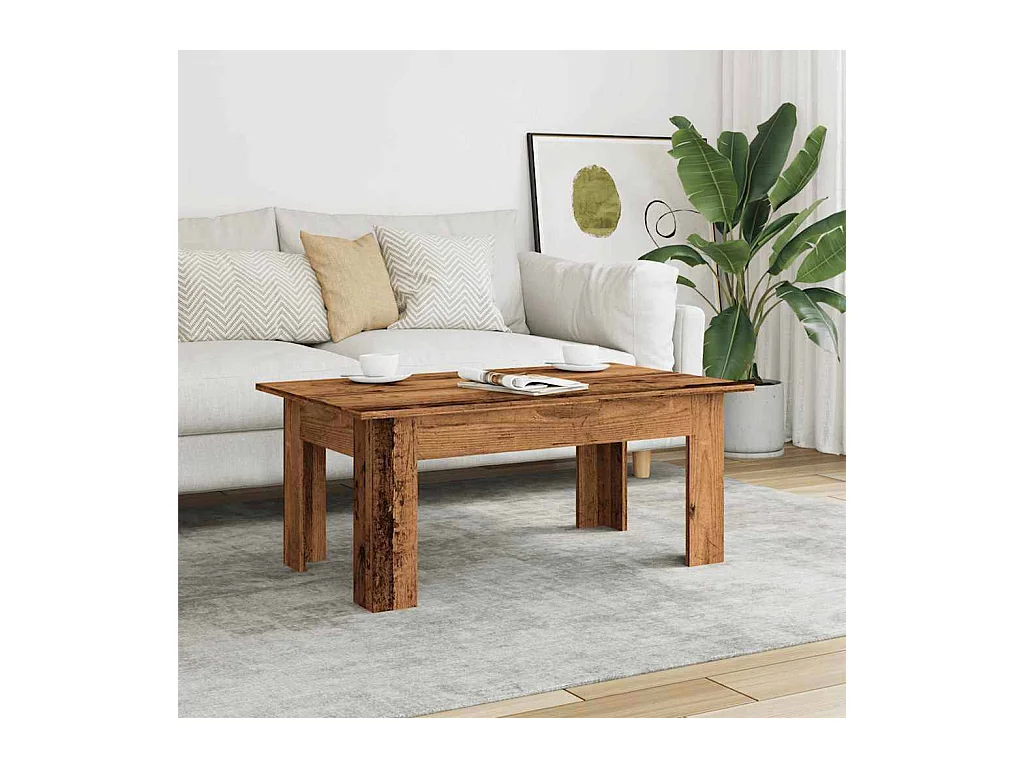 Table basse vieux bois 100x60x42 cm bois d'ingénierie