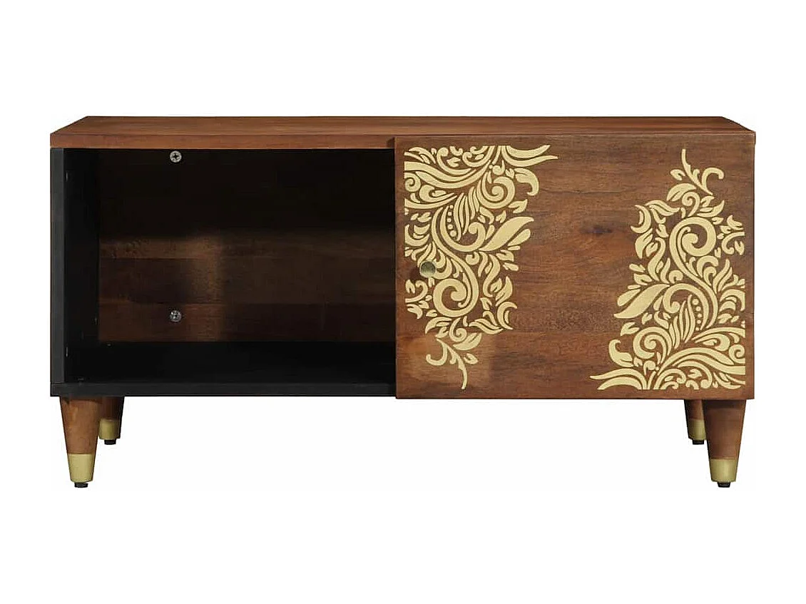 Table basse marron miel 80 x 50 x 40 cm bois de manguier massif