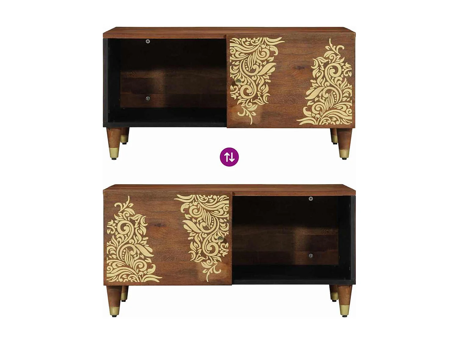 Table basse marron miel 80 x 50 x 40 cm bois de manguier massif