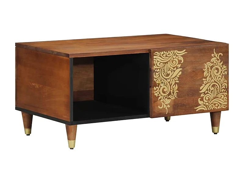 Table basse marron miel 80 x 50 x 40 cm bois de manguier massif