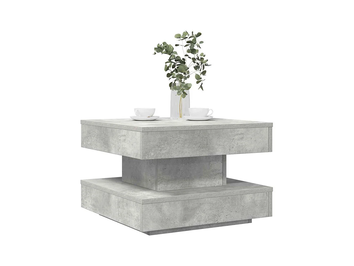 Table basse rotative à 360 degrés gris béton 50x50x34,5 cm