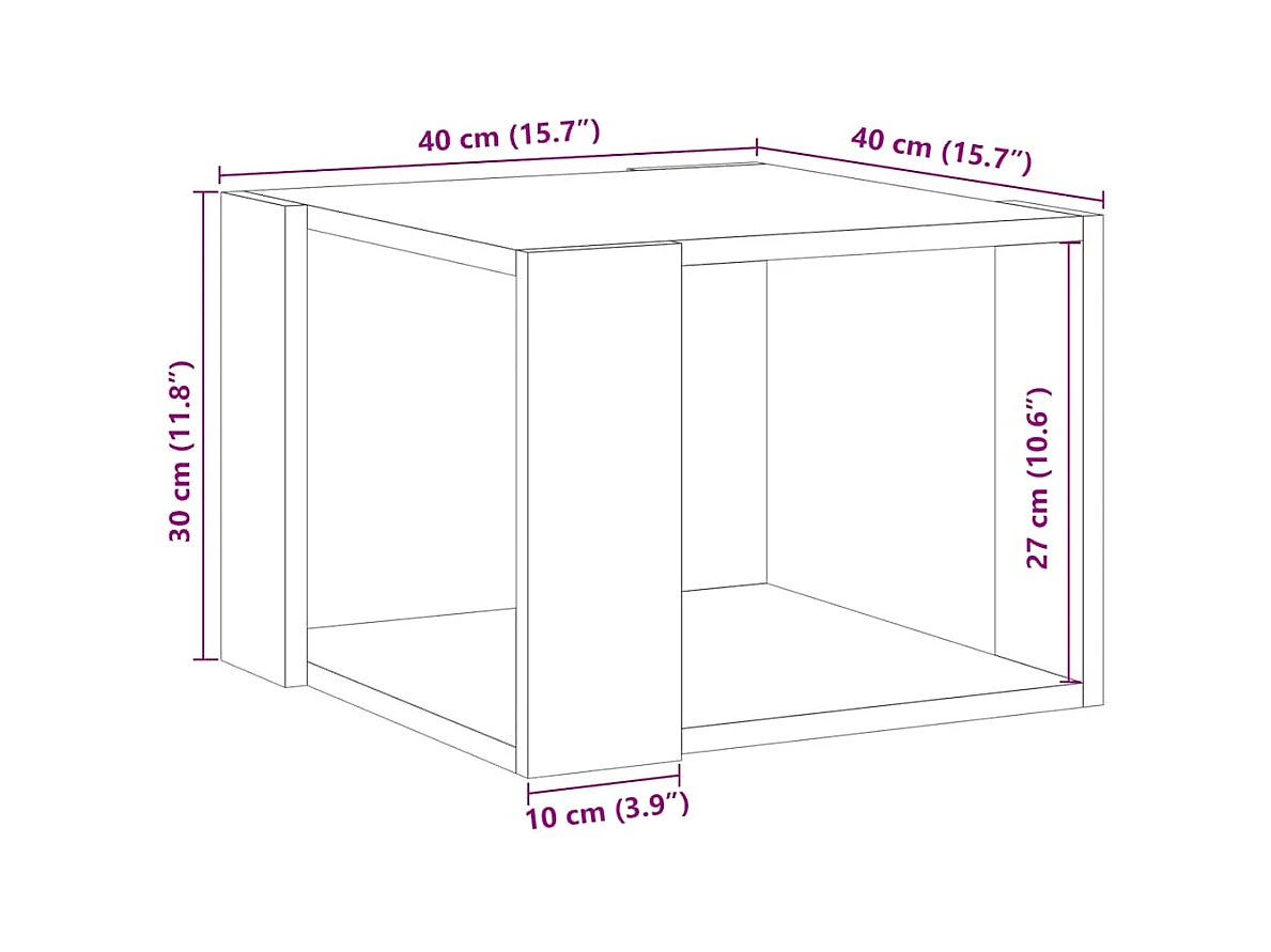 Table basse vieux bois 40x40x30 cm bois d'ingénierie