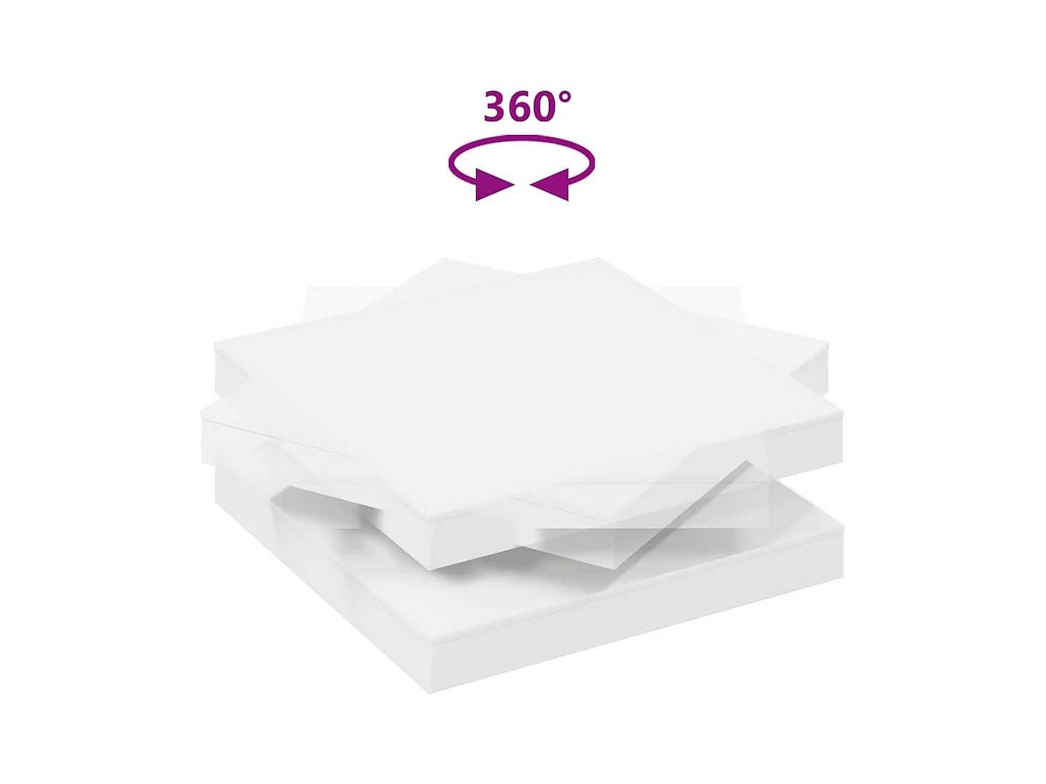 Table basse rotative à 360 degrés blanc 90x90x34,5 cm