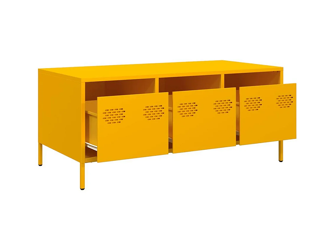 Table basse jaune moutarde 101,5x50x43,5cm acier laminé à froid