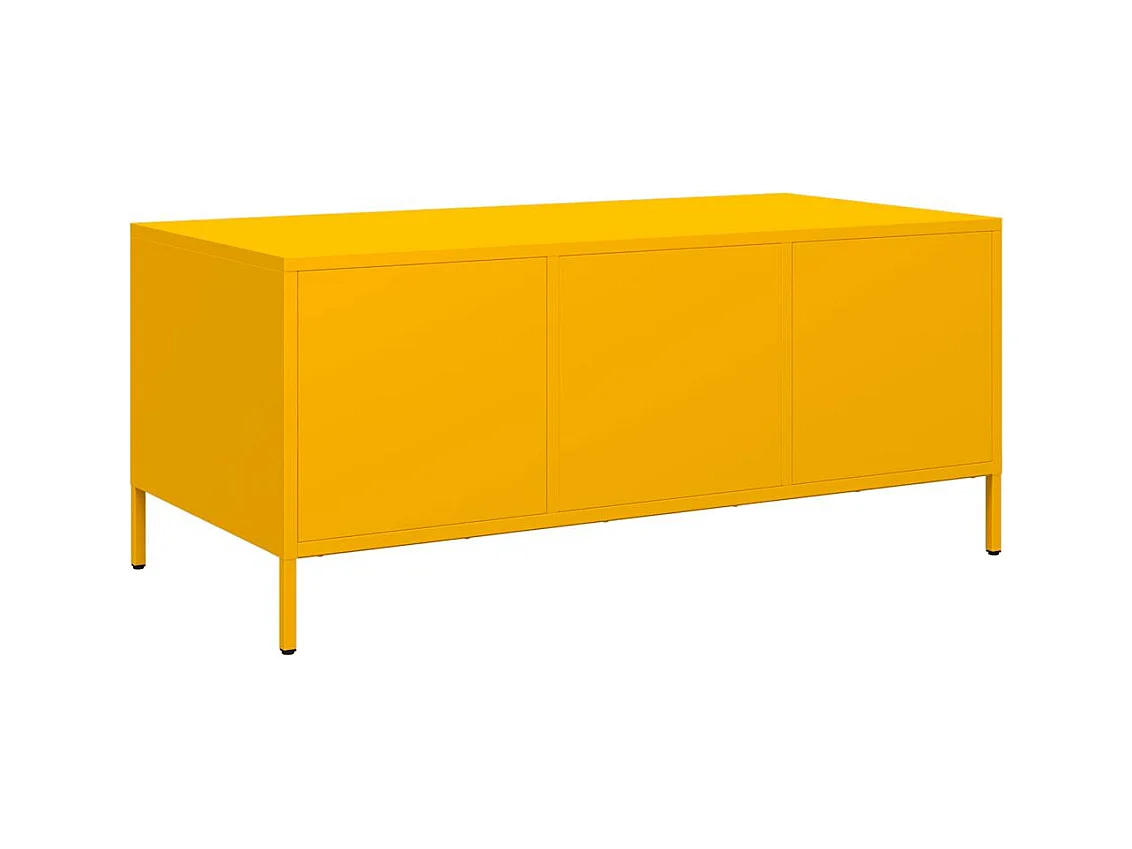 Table basse jaune moutarde 101,5x50x43,5cm acier laminé à froid