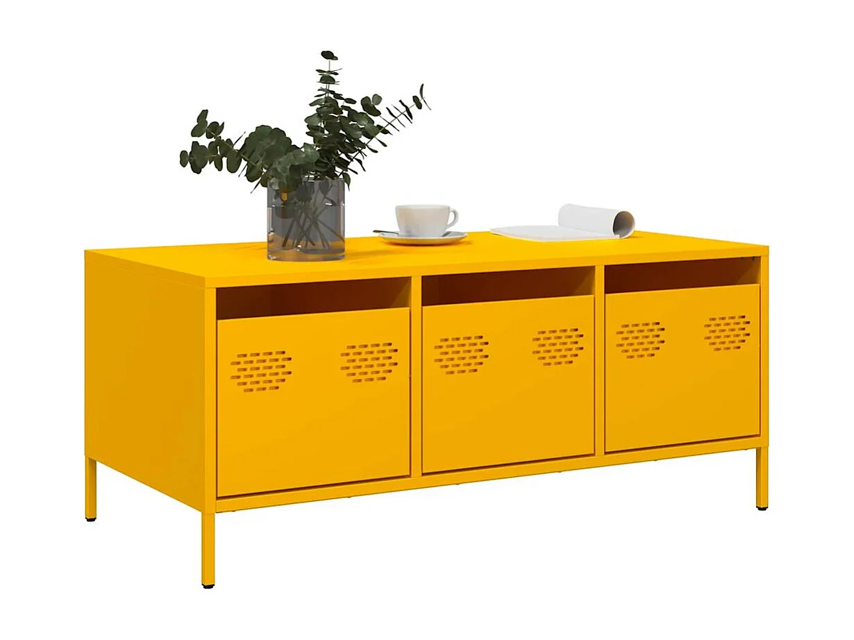 Mesa de centro acero laminado en frío amarillo 101,5x50x43,5 cm