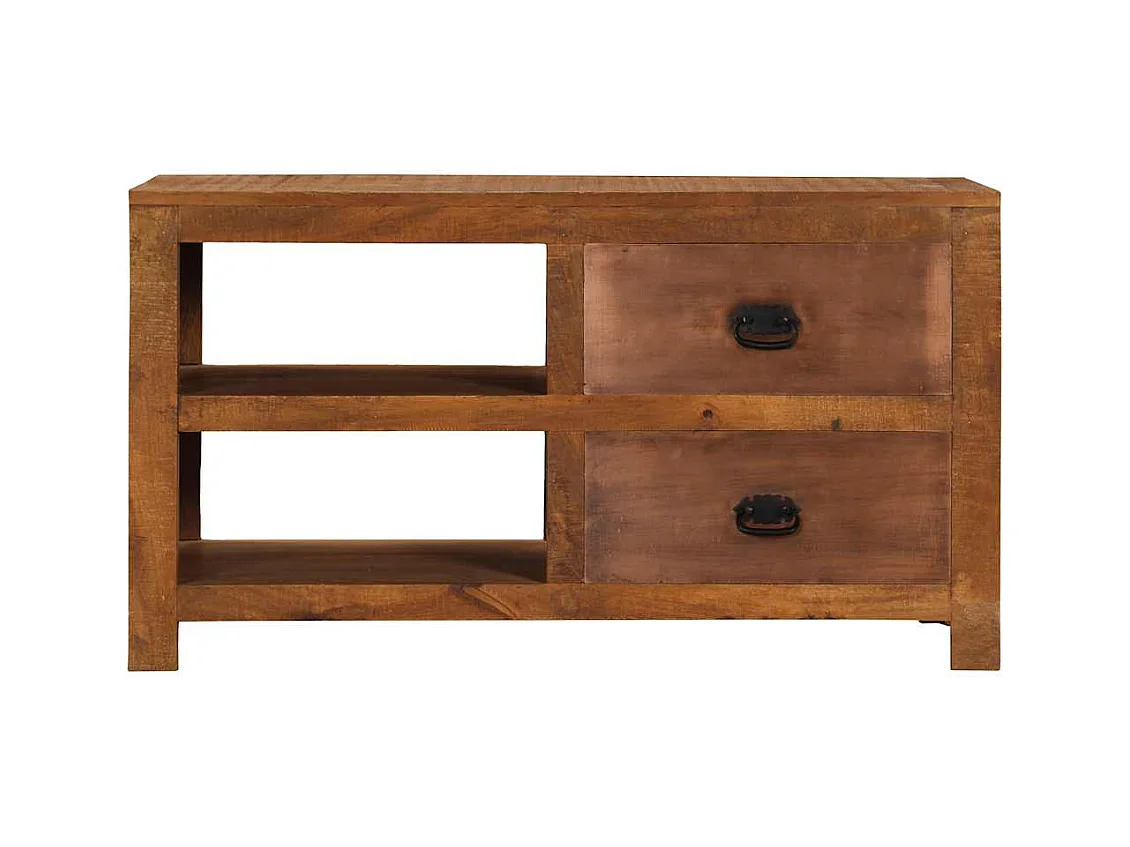 Mesa de centro con 2 cajones madera maciza de mango 90x40x50 cm