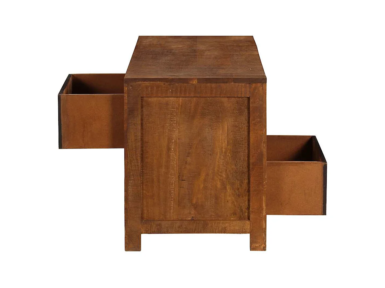 Mesa de centro con 2 cajones madera maciza de mango 90x40x50 cm