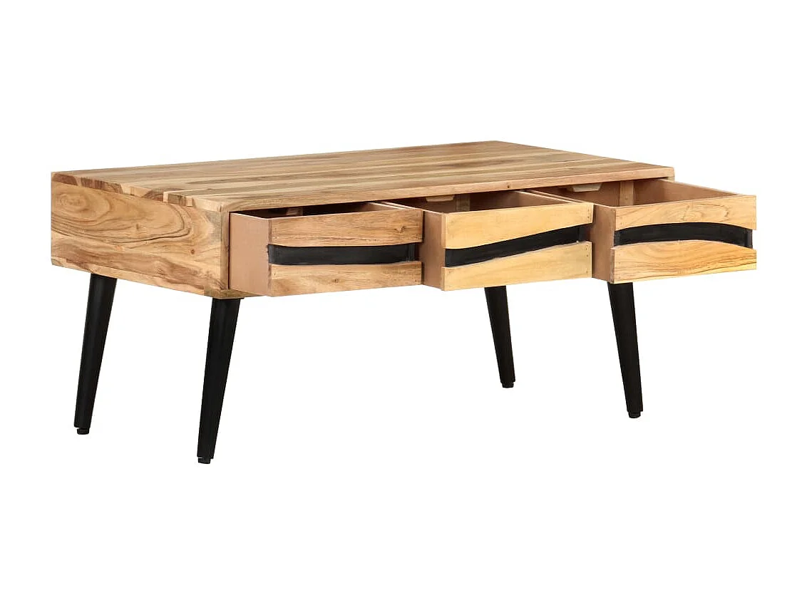 Mesa de centro de madera maciza de acacia 88x50x42 cm