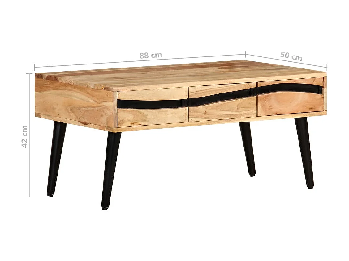 Mesa de centro de madera maciza de acacia 88x50x42 cm