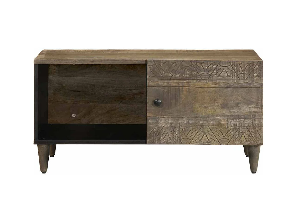 Salontafel 80x50x40 cm massief mangohout lichtgrijs