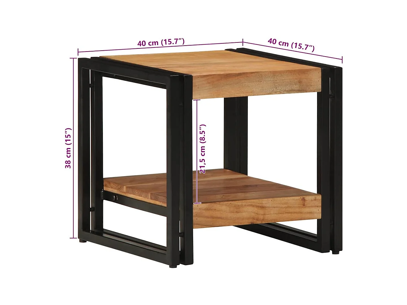 Table basse Marron 40 x 40 x 38 cm Bois d'acacia massif