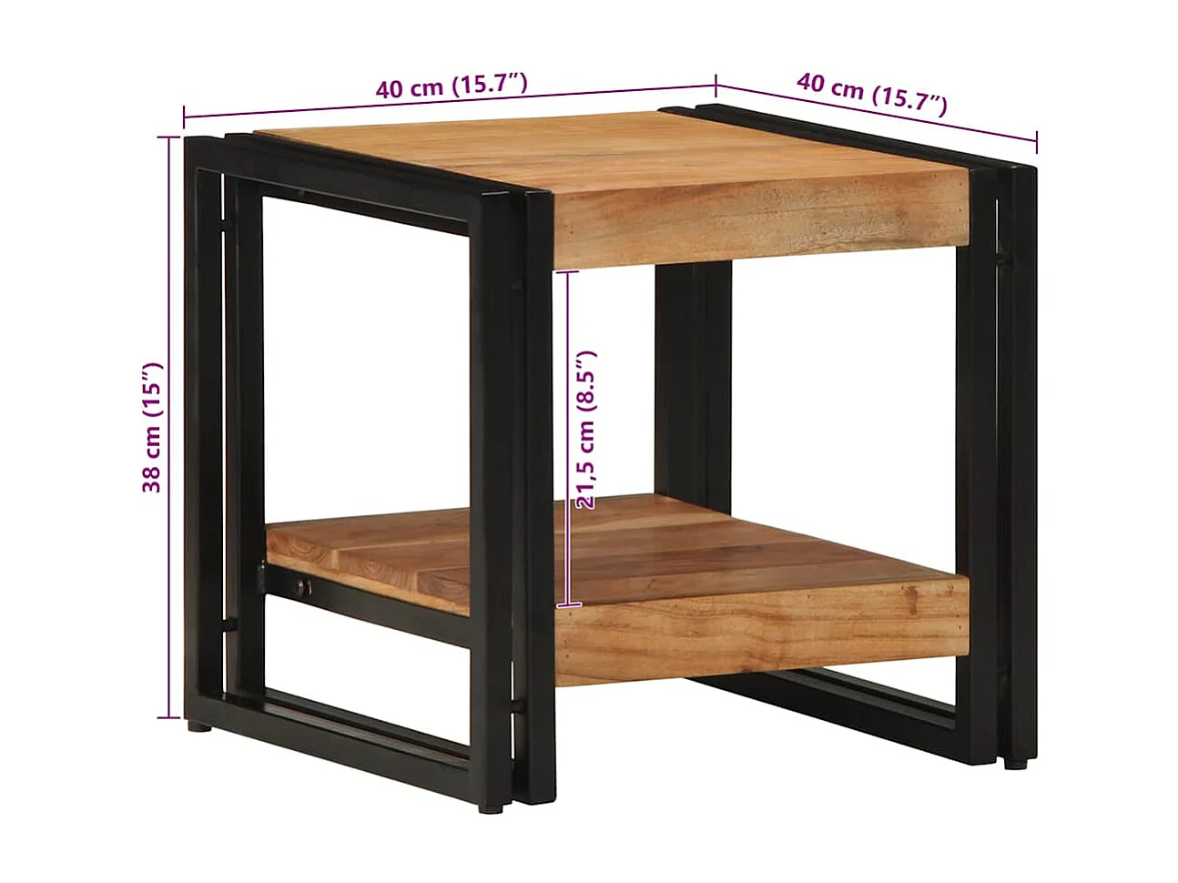 Table basse Marron 40 x 40 x 38 cm Bois d'acacia massif