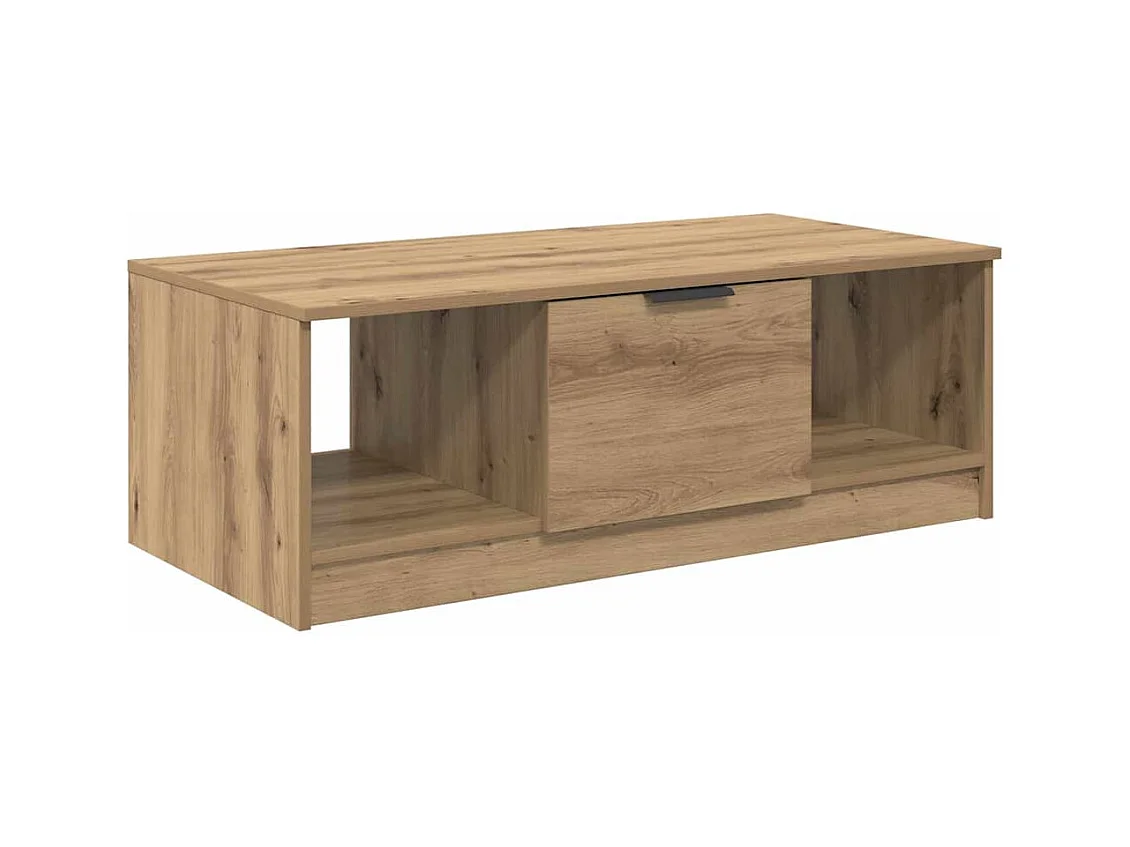 Table basse chêne artisanal 100 x 50 x 36 cm Bois d'ingénierie