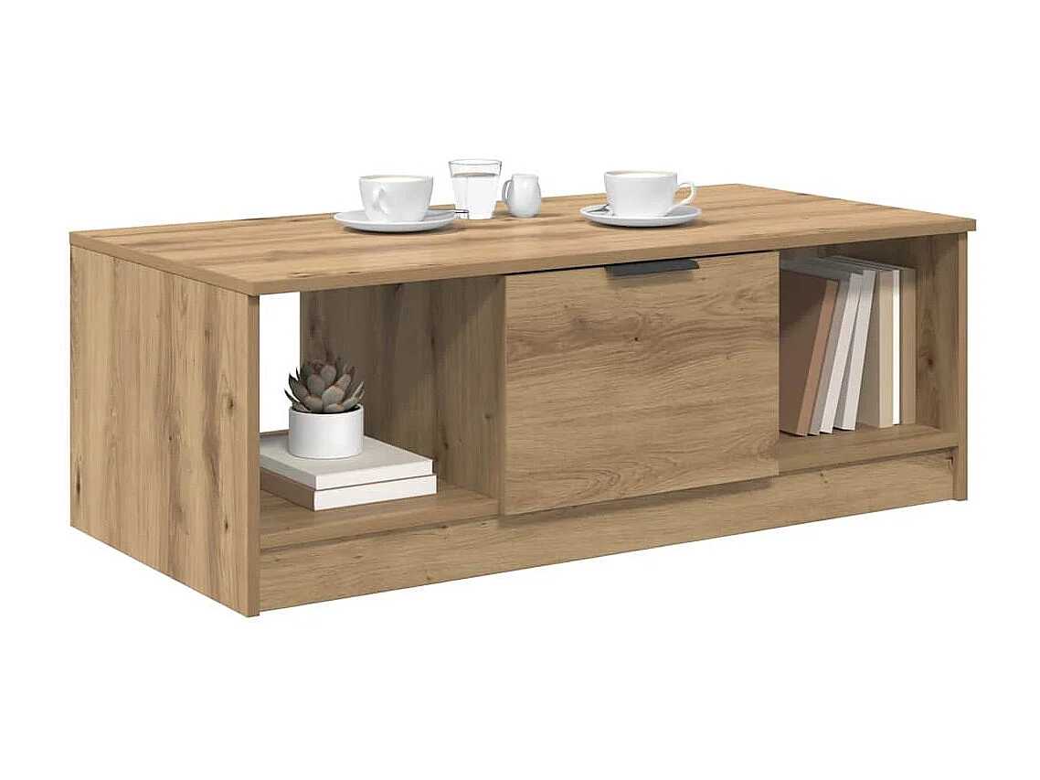 Table basse chêne artisanal 100 x 50 x 36 cm Bois d'ingénierie