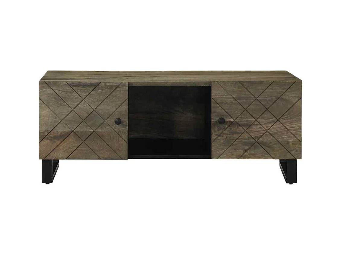 Table basse noir 100x54x40 cm bois massif de manguier