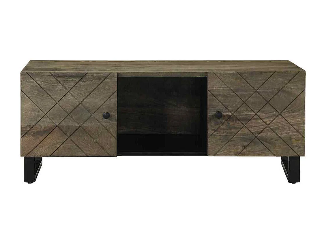 Table basse noir 100x54x40 cm bois massif de manguier