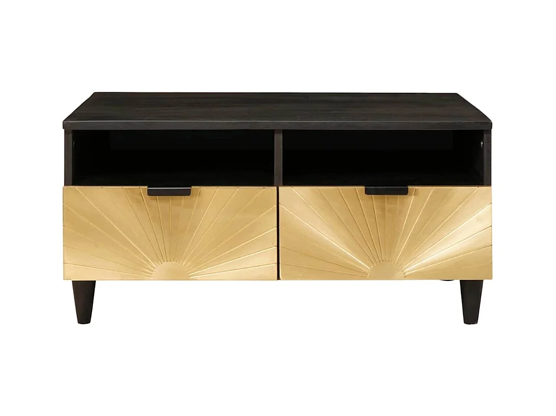 Mesa de Café con cajón Negro y dorado 80 x 54 x 40 cm