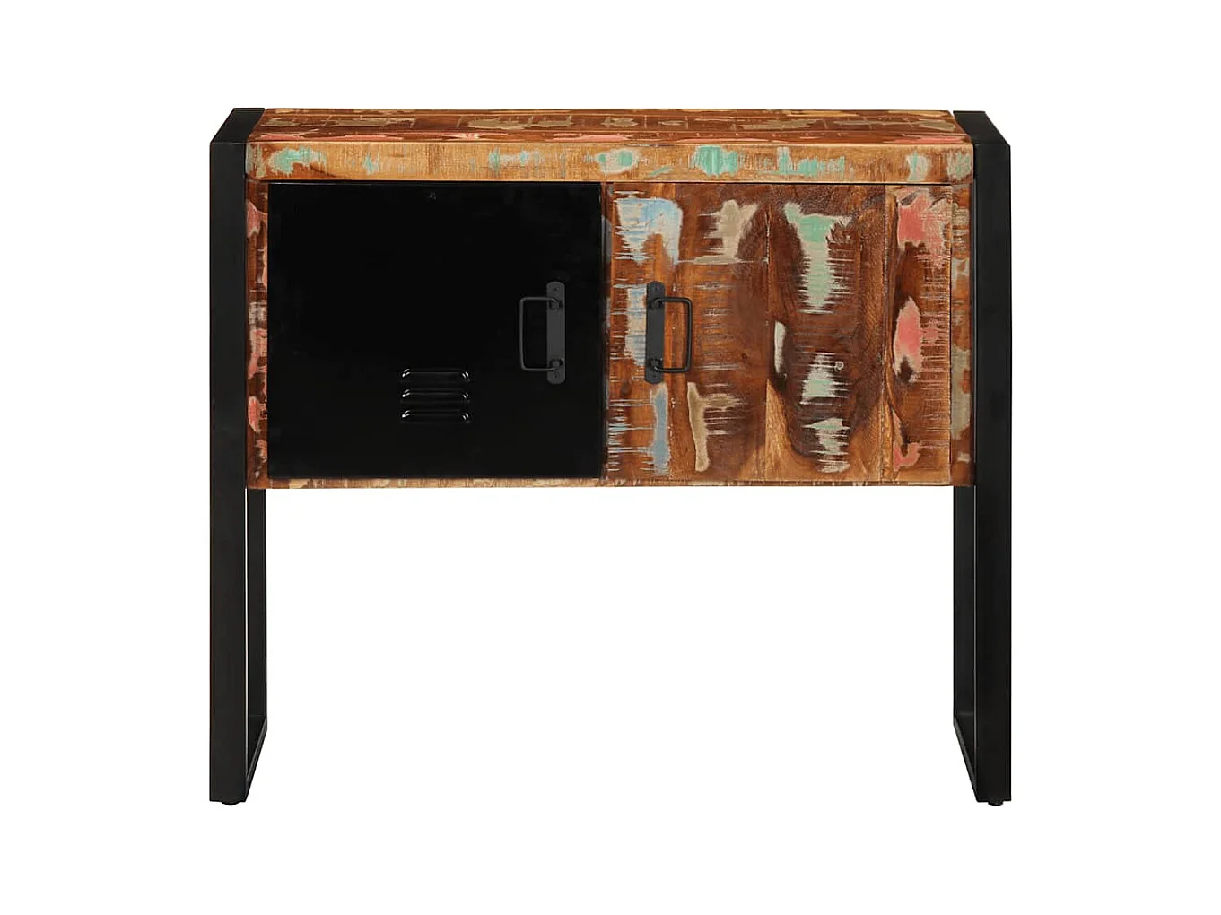 Table basse multicolore 90x35x75cm bois massif récupération