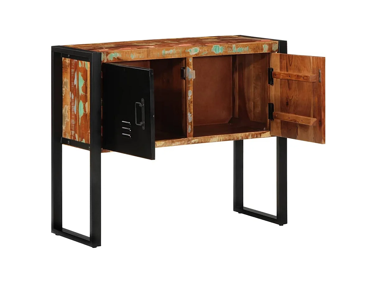 Table basse multicolore 90x35x75cm bois massif récupération