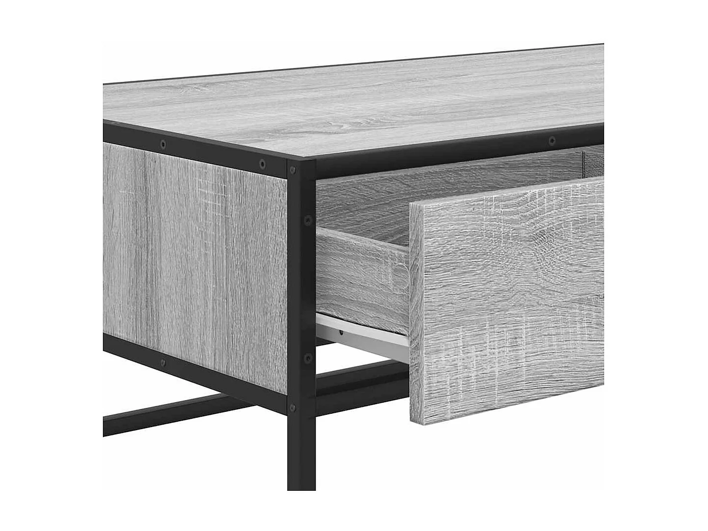 Mesa de centro madera ingeniería metal gris Sonoma 100x50x35 cm