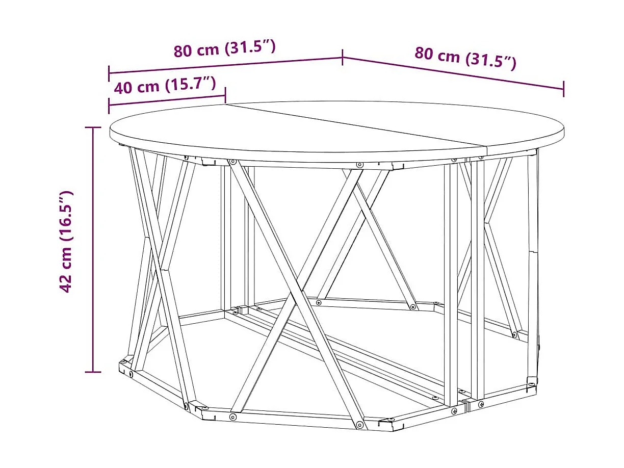 Table basse Chêne fumé 80 x 80 x 42 cm