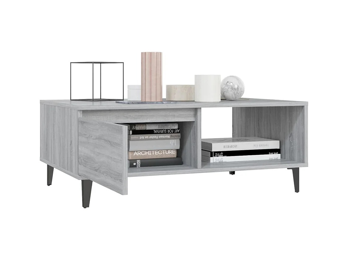 Table basse sonoma gris 90x60x35 cm bois d'ingénierie