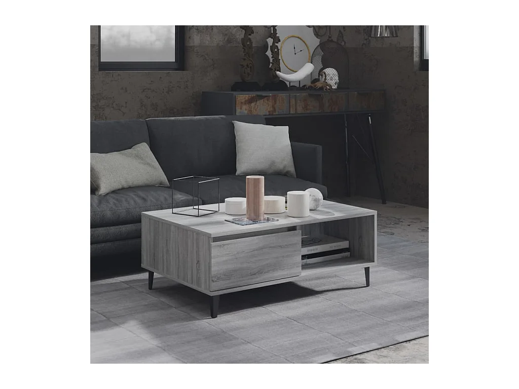 Mesa de centro 90x60x35 cm derivados de madeira cinzento sonoma