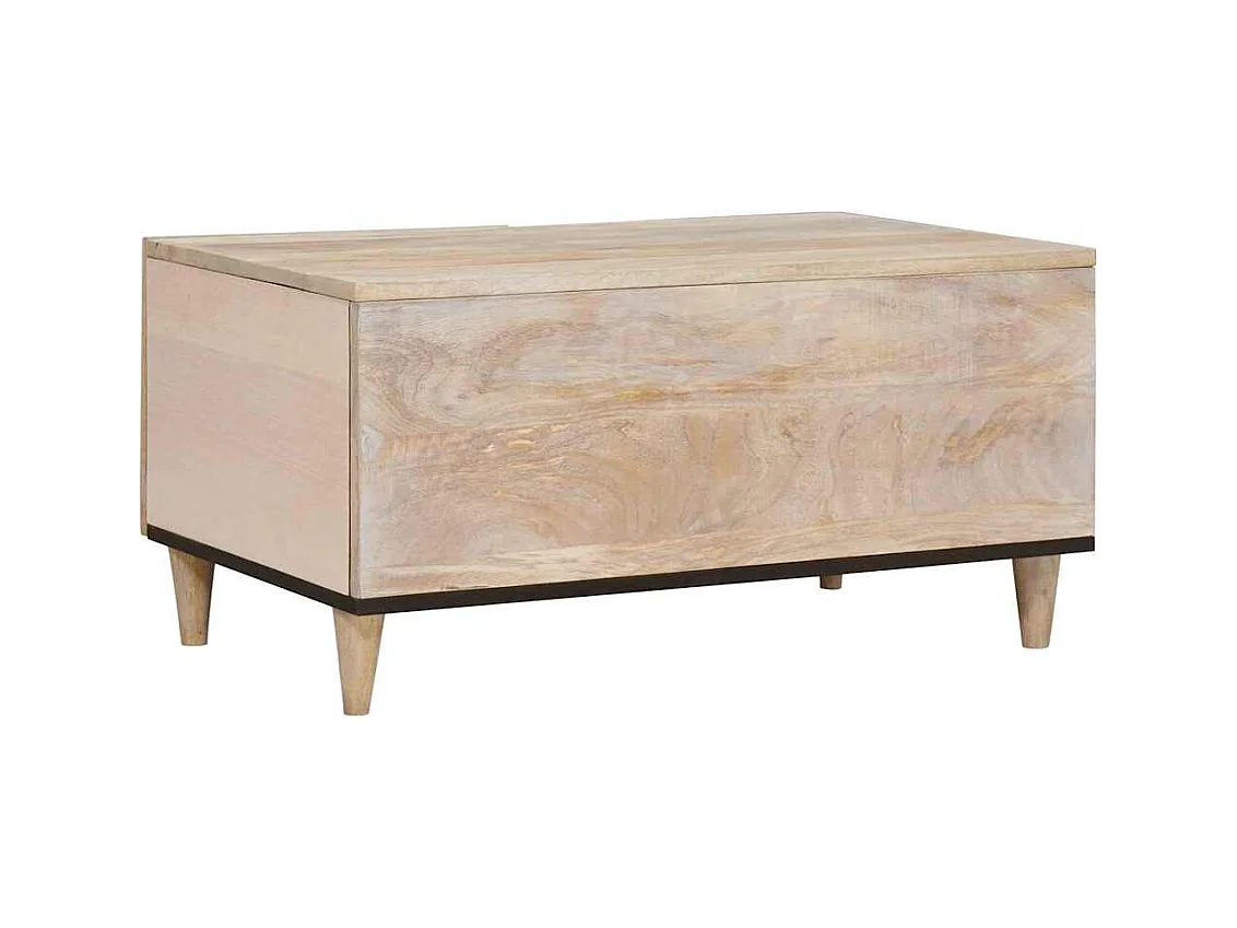 Table basse Beige 80 x 50 x 40 cm bois de manguier massif