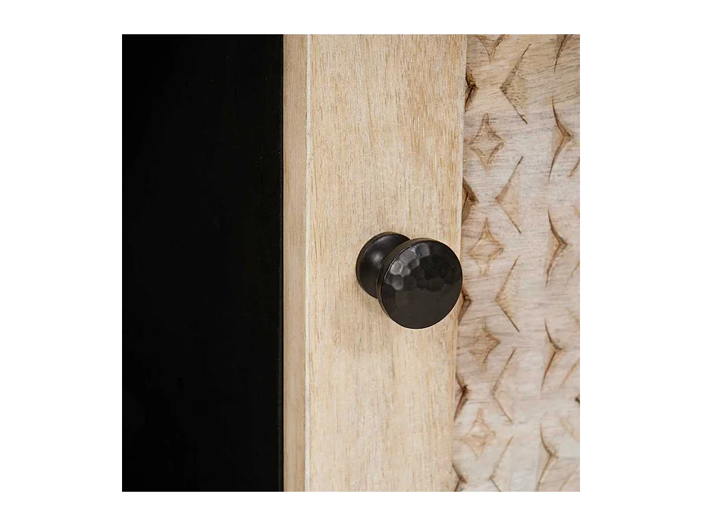 Table basse Beige 80 x 50 x 40 cm bois de manguier massif