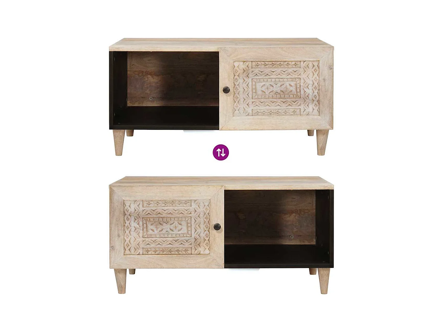 Table basse Beige 80 x 50 x 40 cm bois de manguier massif