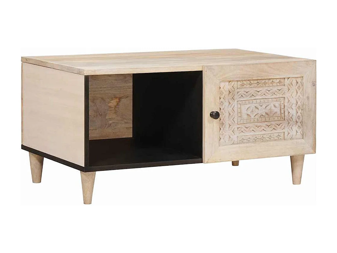 Mesa de centro Bege 80 x 50 x 40 cm Madeira de mangueira maciça