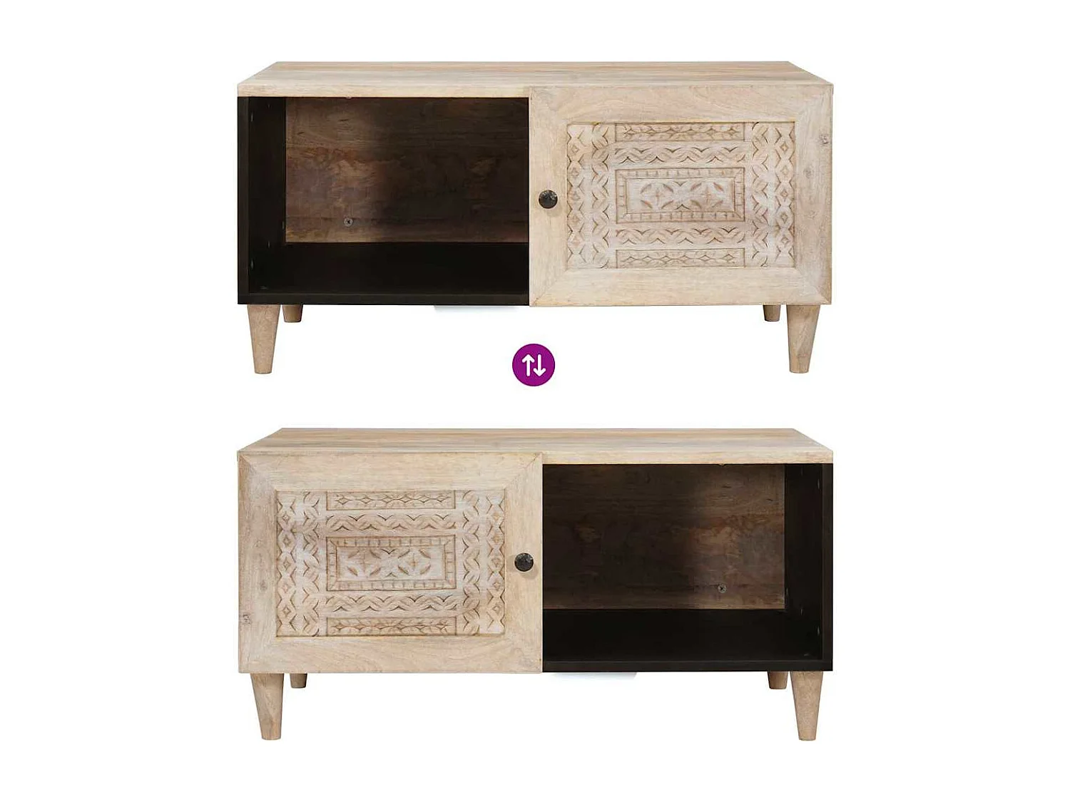 Mesa de centro Bege 80 x 50 x 40 cm Madeira de mangueira maciça