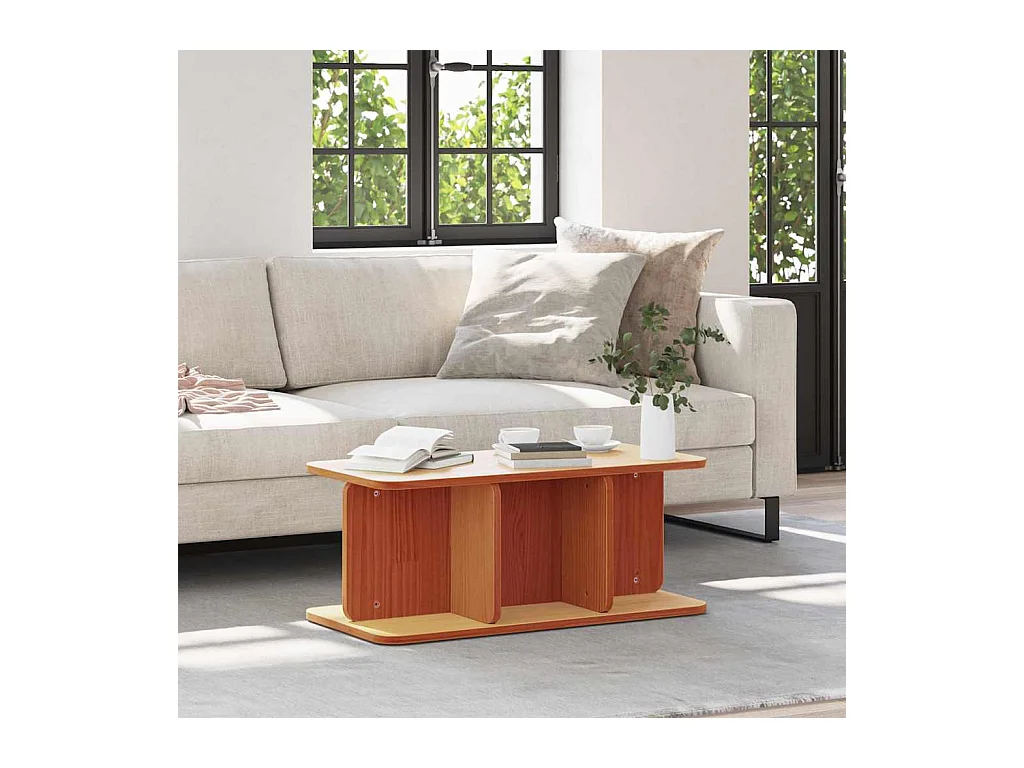 Table basse Marron cire 80 x 39,5 x 33,5 cm Bois massif en pin