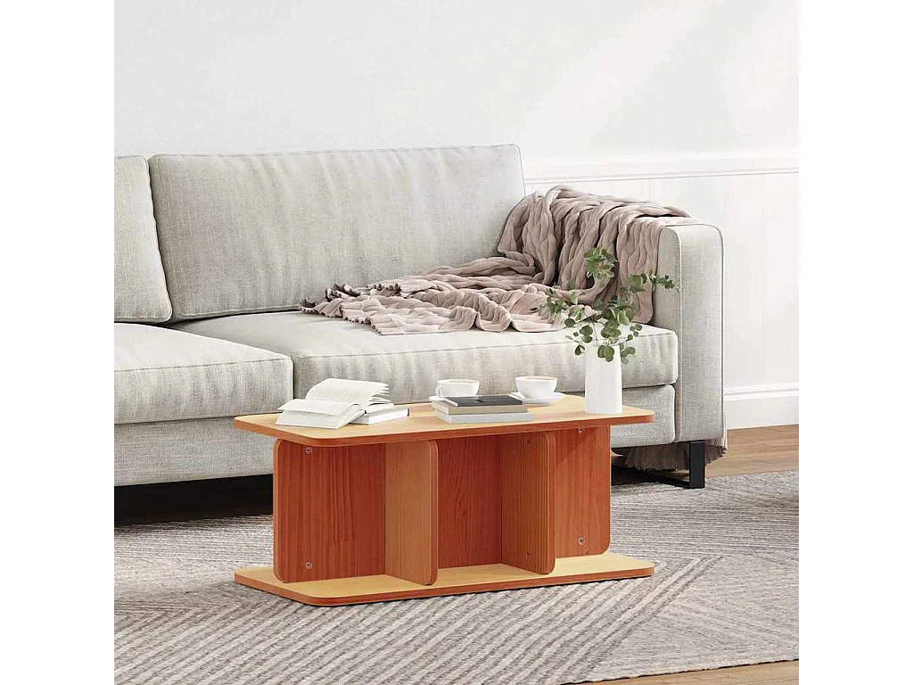 Table basse Marron cire 80 x 39,5 x 33,5 cm Bois massif en pin