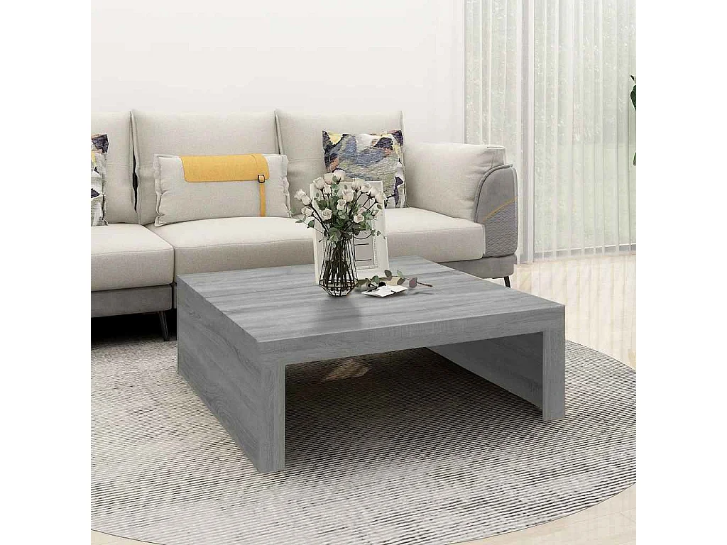 Table basse Sonoma gris 100x100x35 cm Bois d'ingénierie
