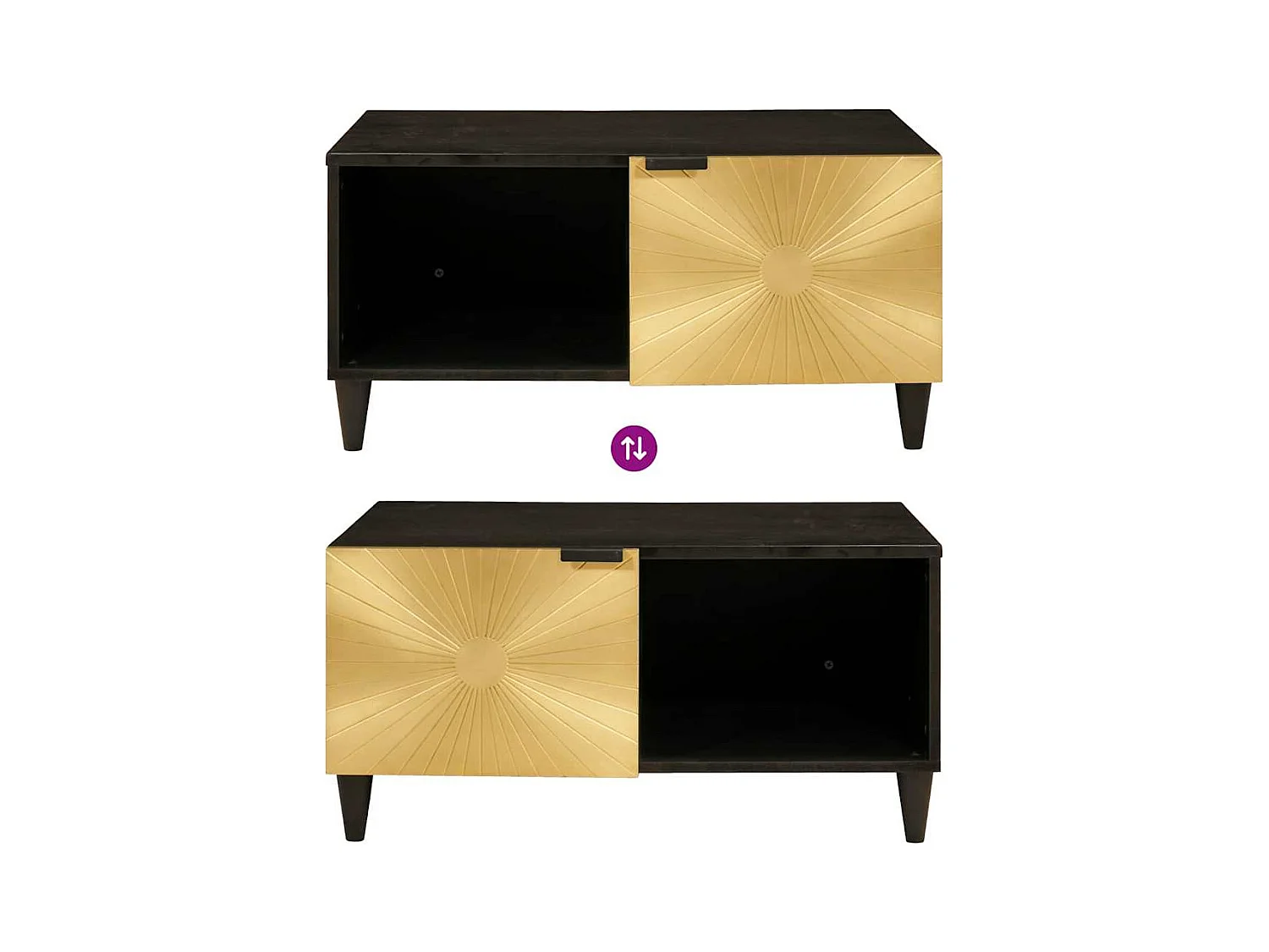 Table basse Noir et or 80 x 50 x 40 cm