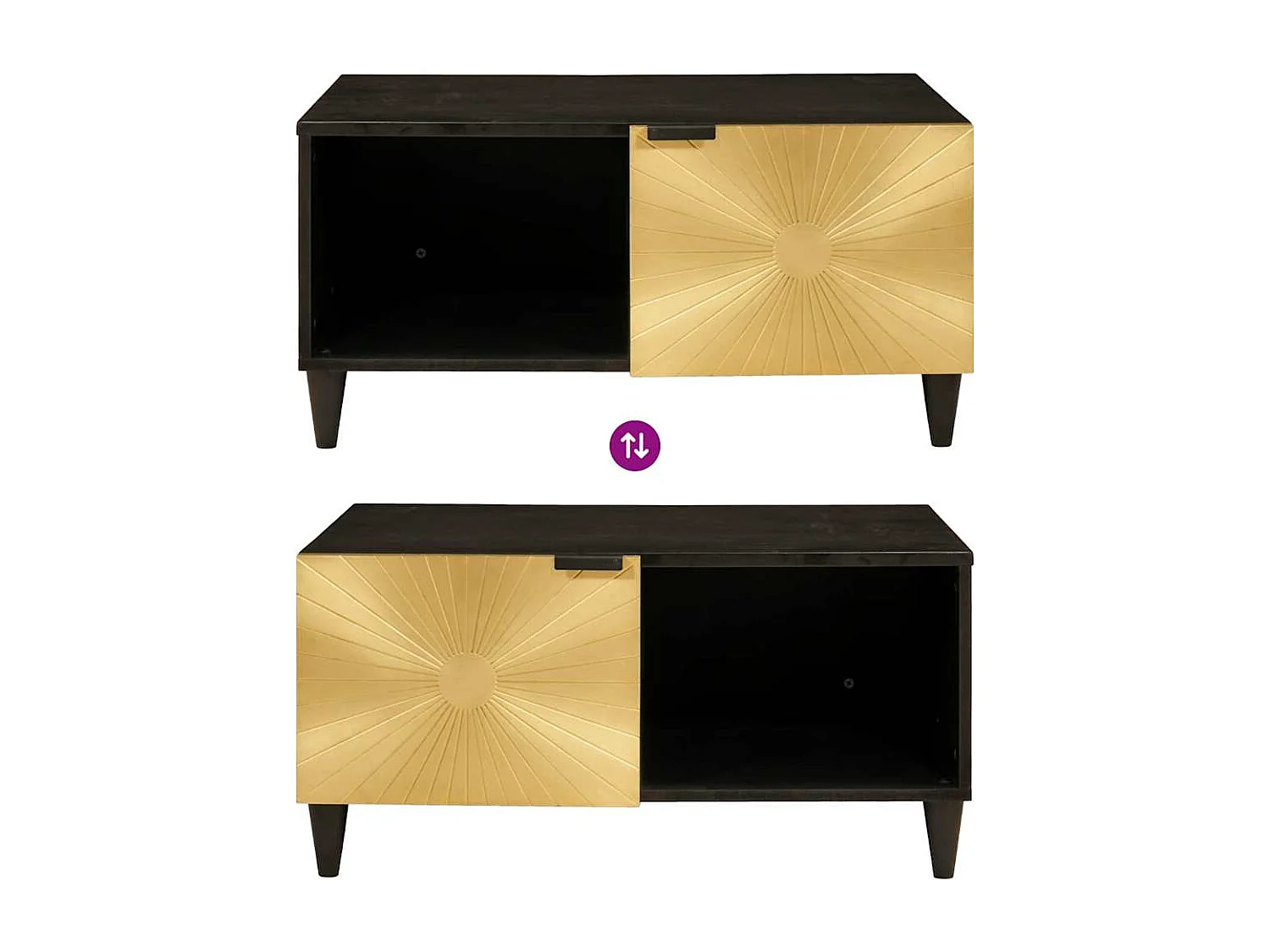 Mesa de centro Preto e Ouro 80 x 50 x 40 cm