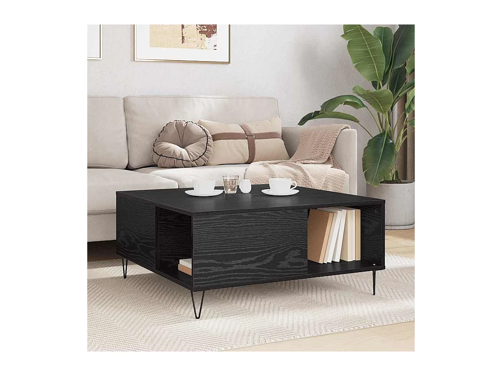 Table basse Chêne noir 80 x 80 x 36,5 cm Bois d'ingénierie