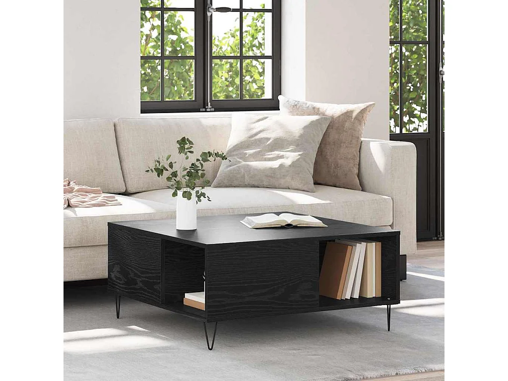 Table basse Chêne noir 80 x 80 x 36,5 cm Bois d'ingénierie