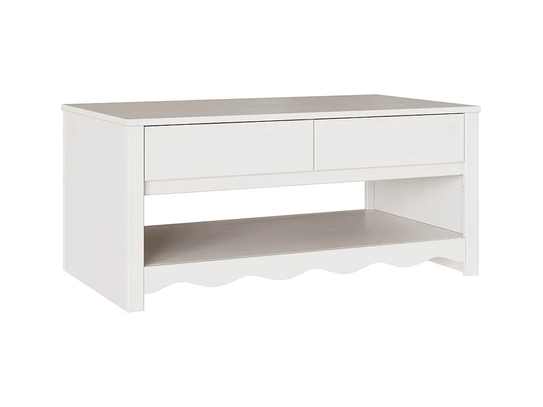 Table basse Drammen Blanc 99 x 55 x 45 cm Bois massif en pin