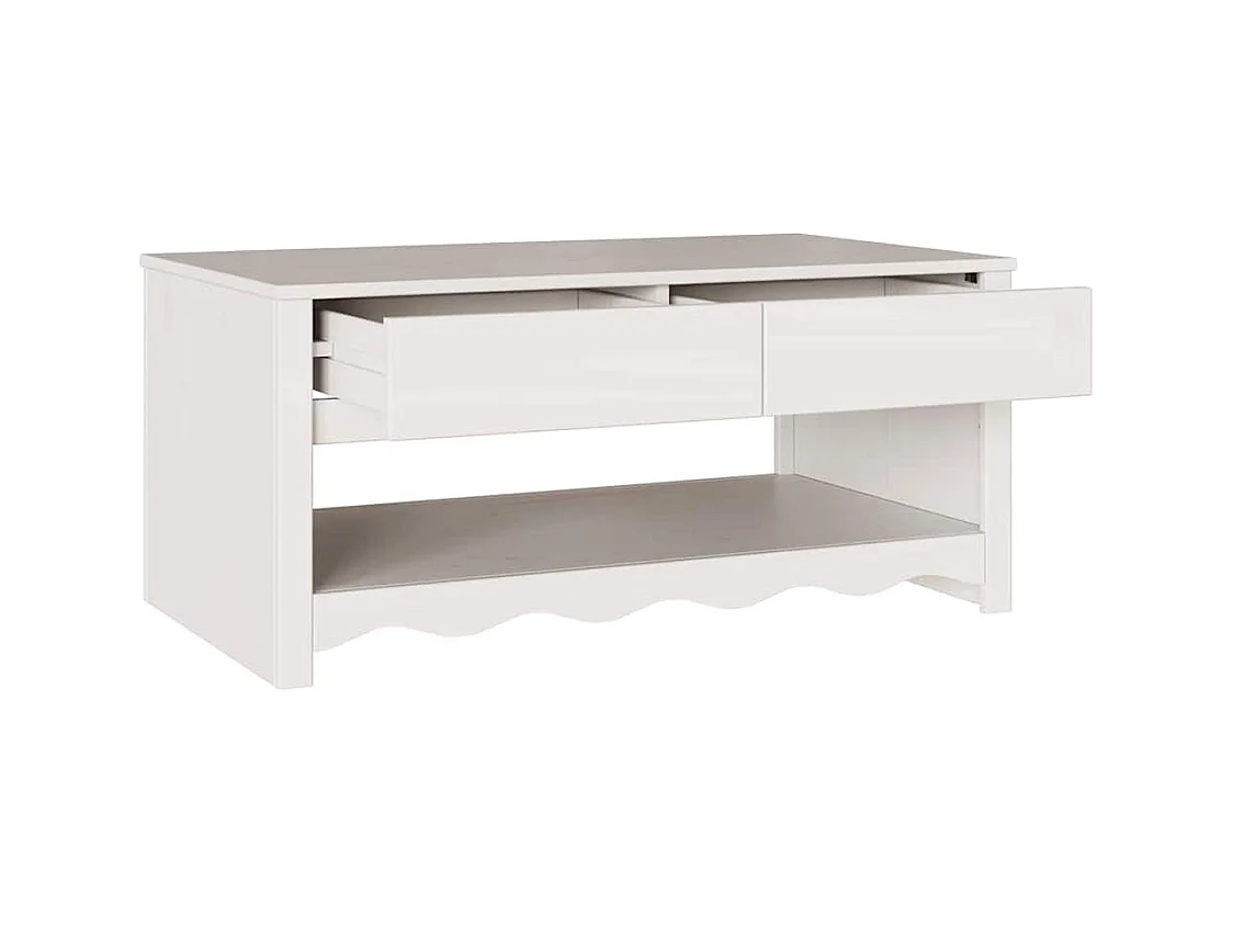 Table basse Drammen Blanc 99 x 55 x 45 cm Bois massif en pin