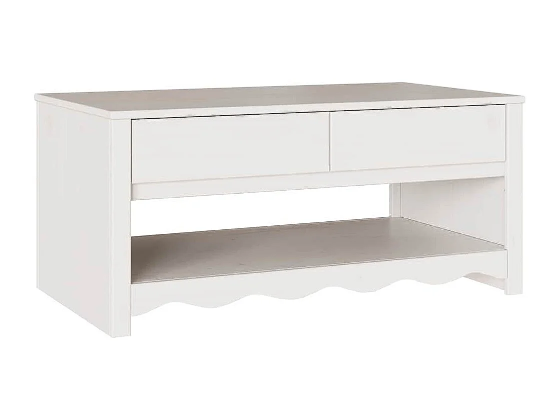 Table basse Drammen Blanc 99 x 55 x 45 cm Bois massif en pin
