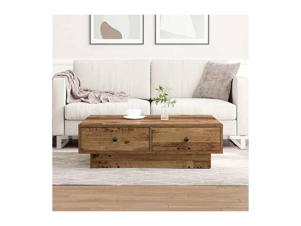 Table basse Bois ancien 90 x 90 x 28 cm Bois d'ingénierie