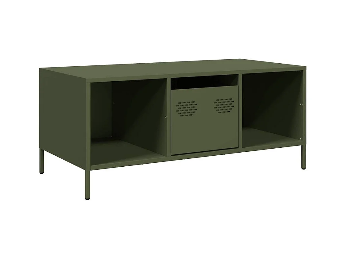 Table basse vert olive 101,5x50x43,5 cm acier laminé à froid