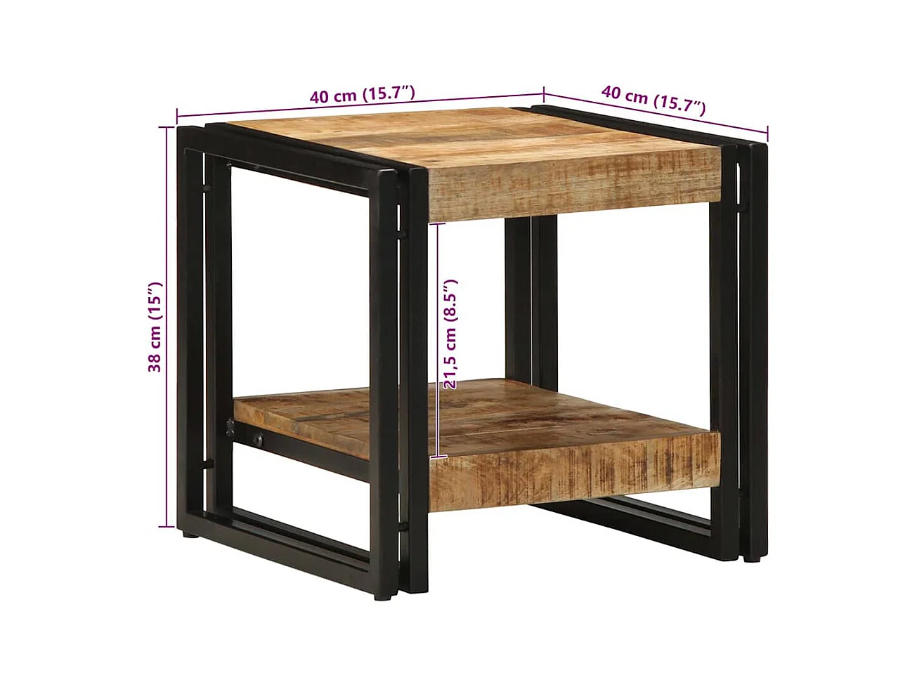 Table basse Marron 40 x 40 x 38 cm bois de manguier massif