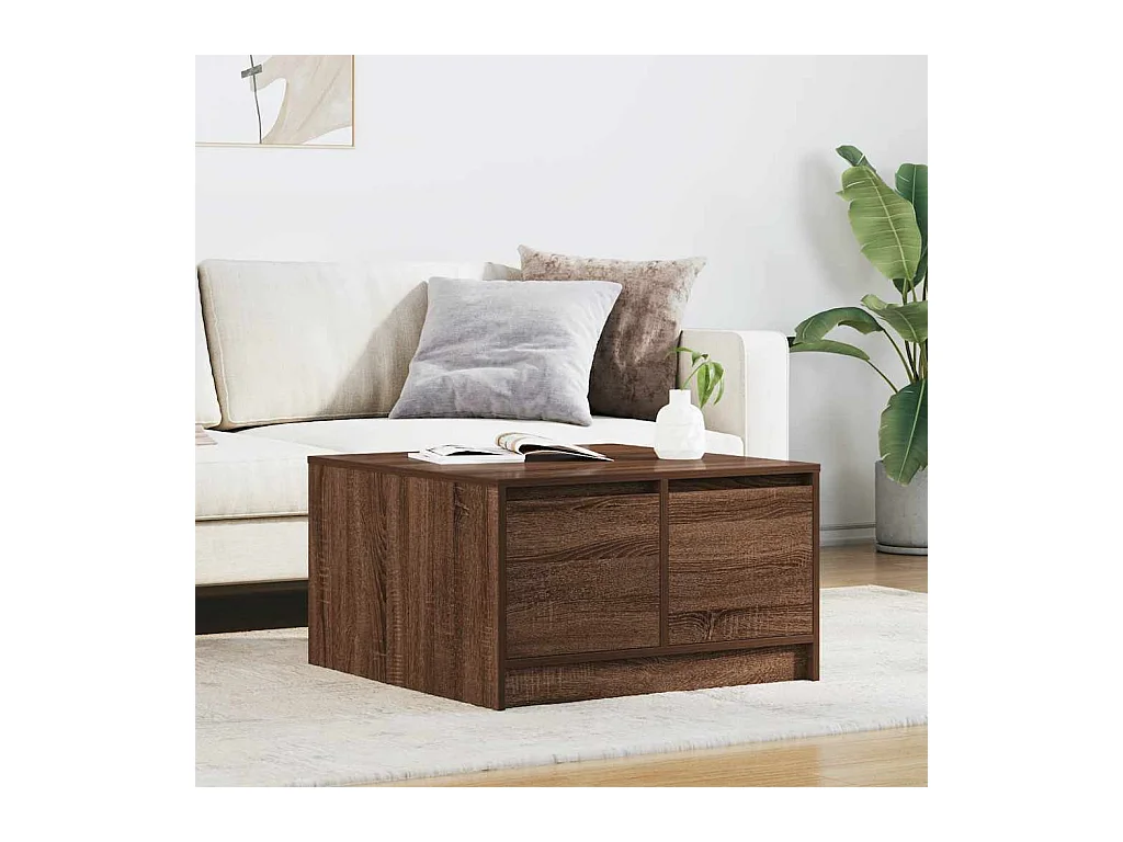 Table basse avec tiroirs chêne marron 70,5x70x40 cm