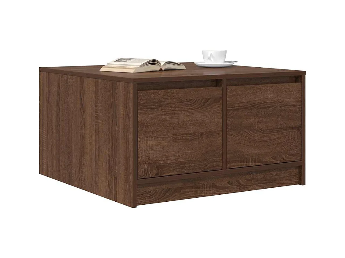 Table basse avec tiroirs chêne marron 70,5x70x40 cm